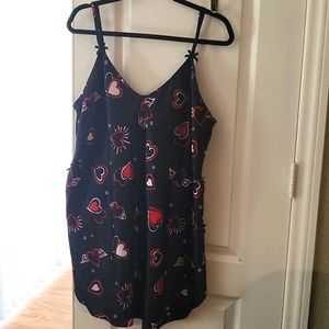 Heart black and red silk baby doll
